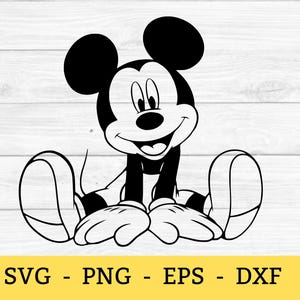 Mickey Mouse (svg, png, eps, dxf, pdf): contorno, diseño de camiseta (descarga digital), archivo de corte, Cricut, silueta, Glowforge, archivos de corte láser imagen 1