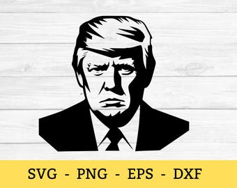 Trump Svg- en PNG-bestanden, Donald Trump gezicht clipart silhouet vectorafbeelding, politieke SVG voor T-shirt ontwerp transparante achtergrond