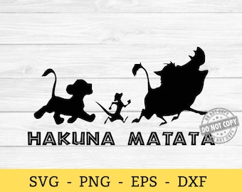 Hakuna Matata-SVG | Disney Lion King SVG-png-bestand | Digitale download | Disney vakantieshirtontwerp | Cricut Cut-bestand