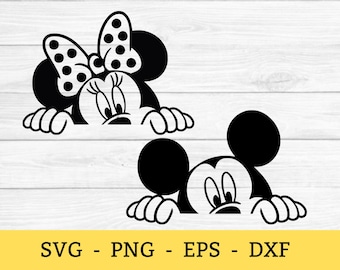 Gluren naar Mickey Minnnie Mouse: digitale download, directe download, svg-, dxf-, eps-, pdf- en png-bestanden inbegrepen! Bestanden knippen voor Cricut Silhouette