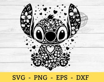 Stitch digitale SVG, stitch clipart, stitch eps, schattige SVG, gesneden bestanden voor de Cricut, Blue Alien PNG, Stitch svg dxf png eps, Instant Download