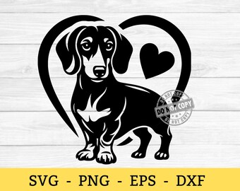 Teckel silhouet SVG, PNG, eps, dxf | Wiener hond gesneden bestand | Worst hond clipart voor Cricut & Silhouette, gesneden bestanden
