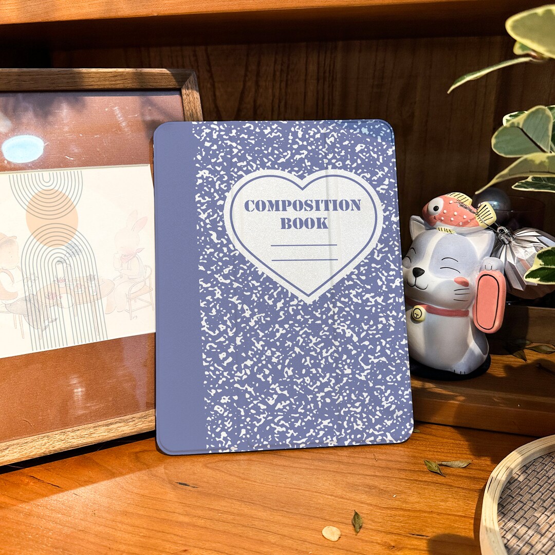 Composition Book iPad Case, With Pencil Slot for iPad Air 5 Case, iPad