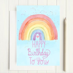 Happy Birthday Instant Download Card, Digital Happy Birthday Card, Watercolor Birthday Card, Childʻs Birthday, Friendʻs Birthday