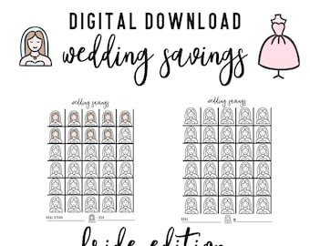 Wedding Savings Tracker, Wedding Savings Challenge, Bullet Journal, Wedding Scrapbook, Bride, Wedding Planner, Bride & Bride, LGBT Wedding