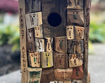 Beautiful 7x7x15inch Birdhouse Palace sculpture. Handcrafted from upcycled driftwood.