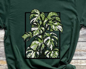 ユニークな多彩なモンステラ植物グラフィックTシャツ - 植物にインスパイアされたシャツ