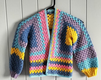 Children's crochet hexagon cardigan ages 6-7