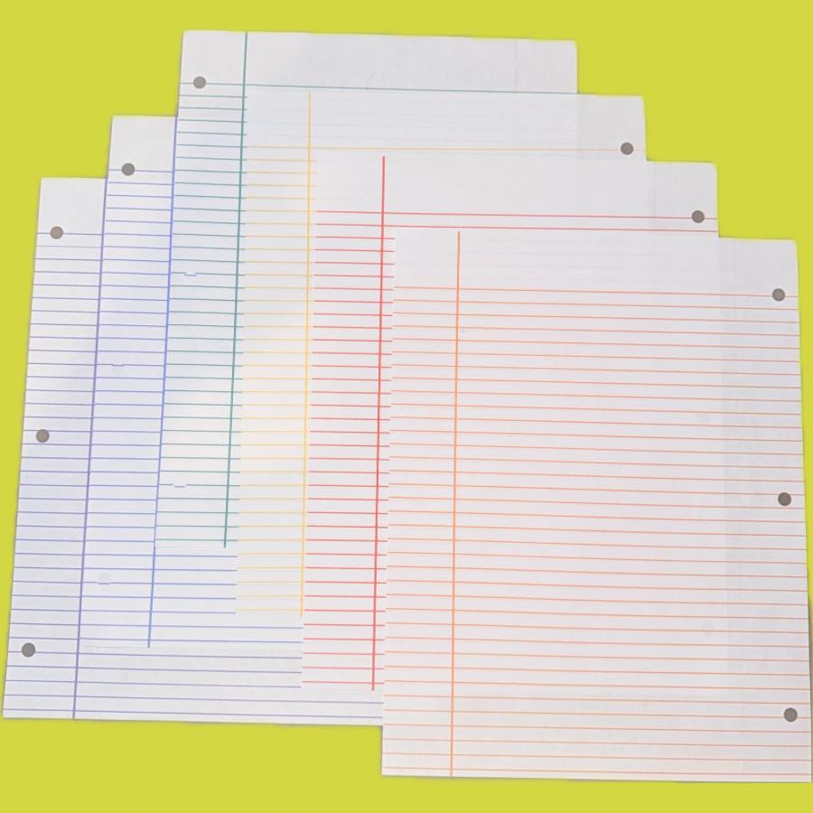 Colored COLLEGE -or- WIDE Ruled Lined 3-ring Binder Notebook Filler ...