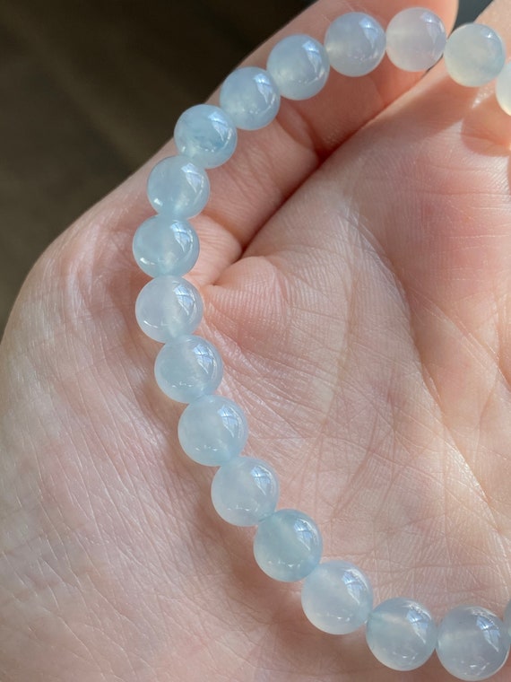 Natural Burmese Icy Light Blue Jade Bracelet 缅甸翡翠 天空蓝