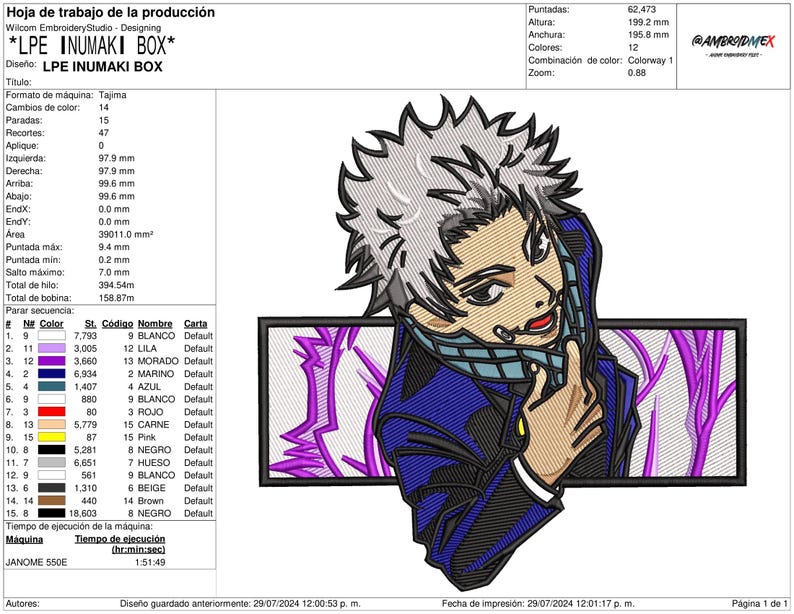 Toge Design Anime Embroidery Design, Anime Machine Embroidery File, Instant ...
