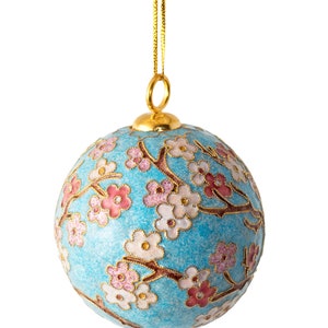 Value Arts Handmade Cloisonne Van Gogh Torque Blue Almond Blossom Ball Ornament