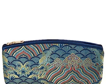 Value Arts Emprior's Silk Damask Blue Glass Case Long Pouch