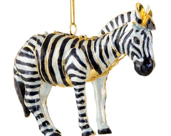 Value Arts Handmade Cloisonne Articulated Zebra Hanging Ornament