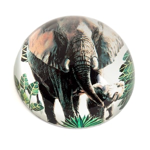 Value Arts Safari Elephant Crystal Glass Paperweight