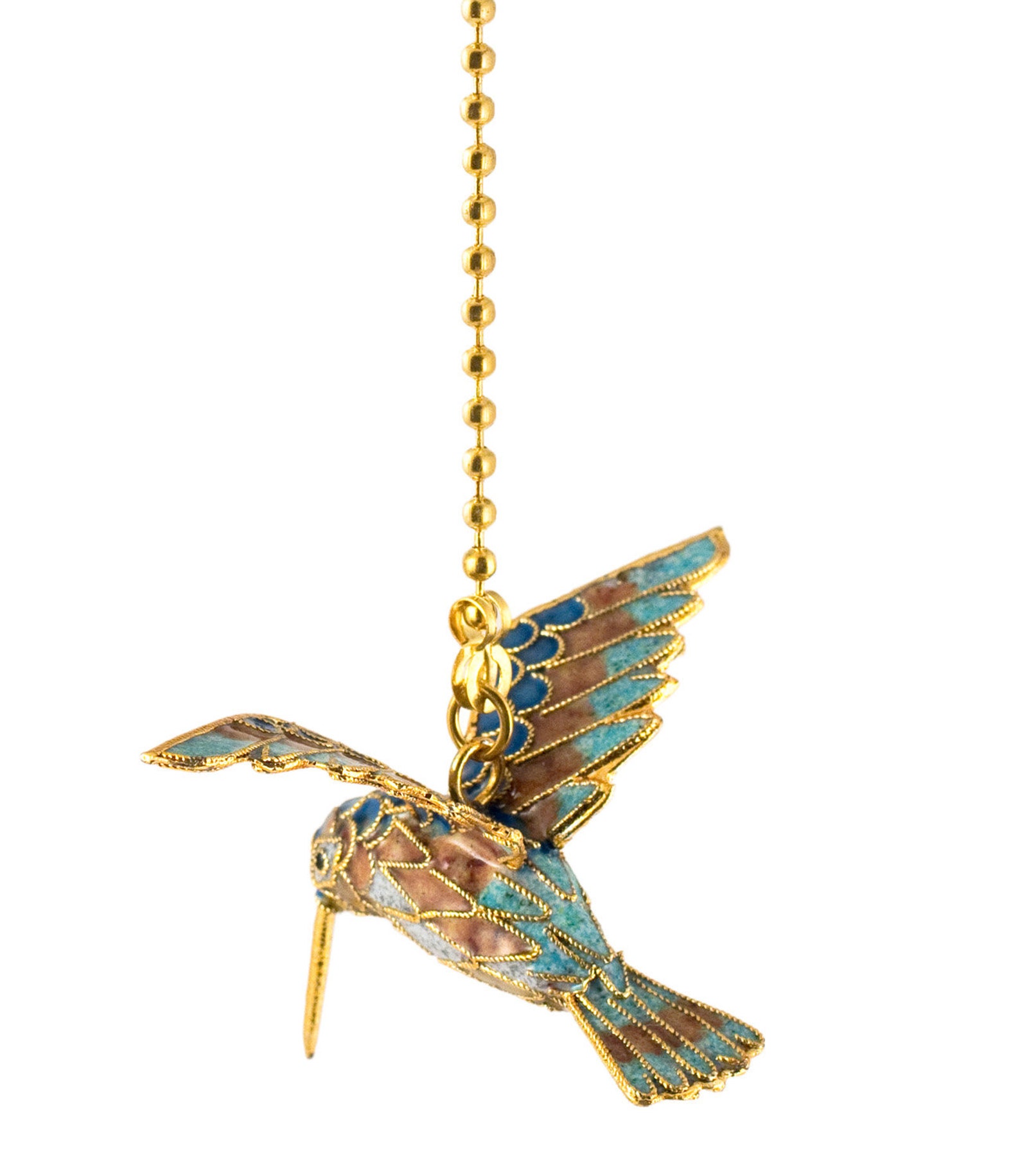 Value Arts Handmade Teal Blue Cloisonne Hummingbird Fan Pull - Etsy