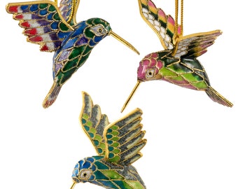 Value Arts Handmade Cloisonne 3 Pieces Value Pack Hummingbird Hanging Ornaments