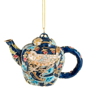 Value Arts Handmade Cloisonne William Morris Strawberry Thief Teapot Ornament