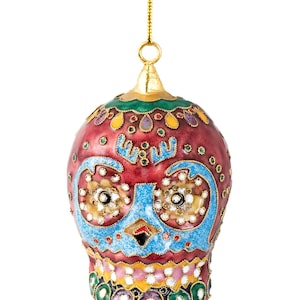 Value Arts Handmade Cloisonne Red Skull Hanging Ornament