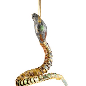 Value Arts - Handmade Articulated Cloisonne Grey Head Snake Ornament