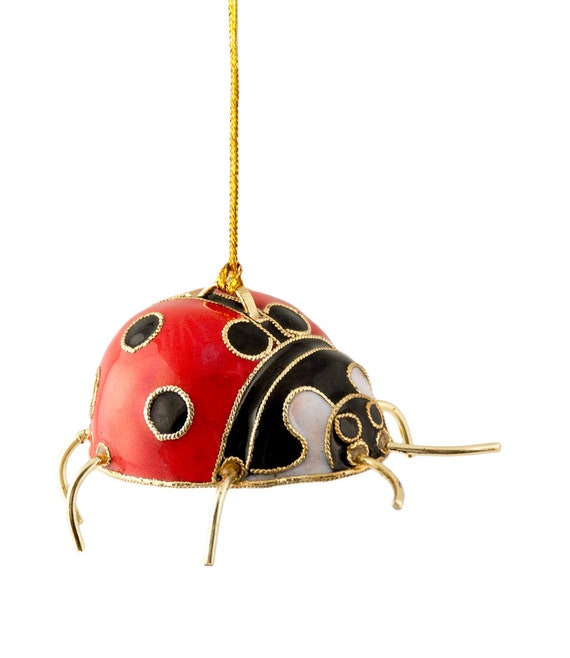 バリューアーツ ハンドメイド 七宝焼き 赤いてんとう虫のオーナメント
