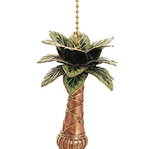 Value Arts Handmade Green Cloisonne Palm Tree Fan Pull