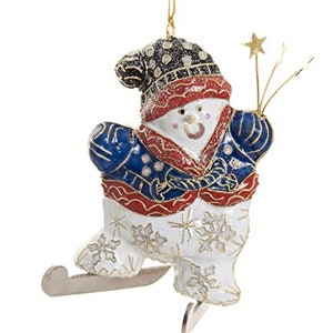 Value Arts Handgemachte Cloisonne Skater Schneemann Ornament