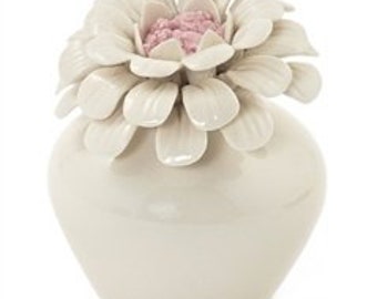 Value Arts Porcelain Plain White Flower Fragrance Diffuser