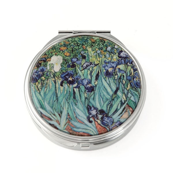 Value Arts Premium PU Leather Top Van Gogh Iris Large Round Pill Box