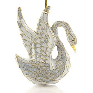 Value Arts Handmade Cloisonne White Swan Ornament