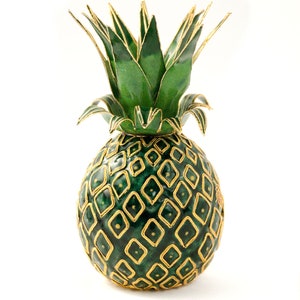 Value Arts Handmade Cloisonne Green Pineapple Candle Holder