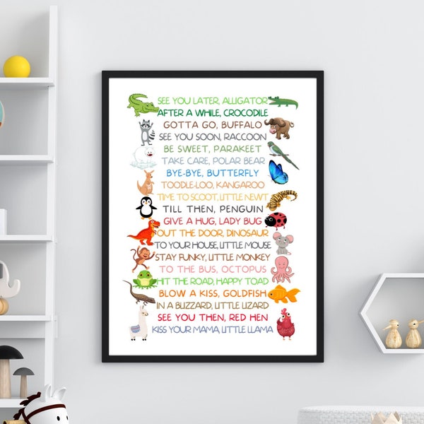 Hasta luego, Alligator Kids Playroom Wall Art Descarga digital (IMPRIMIR DISPONIBLE)