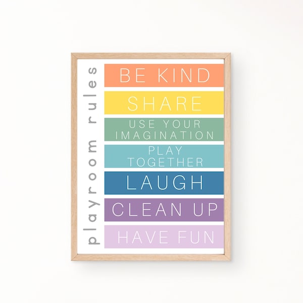 Colorful Playroom Rules Kids Wall Art Digital Download (PRINT AVAILABLE)