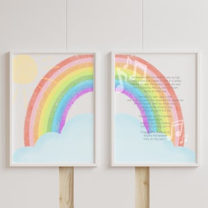 Somewhere Over the Rainbow Kids Wall Art with Choice of Full Song Lyrics or Partial Song Lyrics Digital Download (PRINT AVAILABLE)
