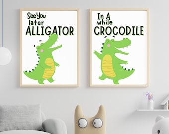 Ci vediamo dopo Alligatore, tra un po' Crocodile Kids Wall Art Stampa digitale Set di due (Solo file digitali)