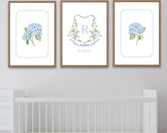 Personalized Lavender Nursery Prints, Initial Print for Nursery ...
