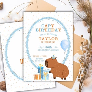 EDITABLE Capybara Birthday Invitation, Capy Birthday Party, Capybara Birthday Invite Template, Capybara Invitation, Animal Birthday Invite