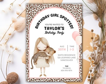 EDITABLE Leopard Birthday Invitation, Wild One Cheetah Birthday Party, Leopard Print Party Decor, Leopard Invite,Cheetah Invitation Template