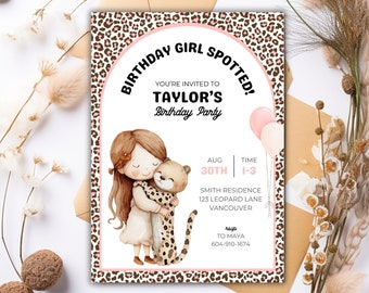 EDITABLE Leopard Birthday Invitation, Wild One Cheetah Birthday Party, Leopard Print Party Decor, Leopard Invite,Cheetah Invitation Template