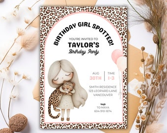 EDITABLE Leopard Birthday Invitation, Wild One Cheetah Birthday Party, Leopard Print Party Decor, Leopard Invite,Cheetah Invitation Template