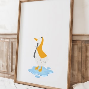 Set of 3 Duck Nursery Prints, Duck Nursery Decor, Duck in Boots, Gender Neutral Duck Prints, Silly Art Nursery, Kids Room Art, Duck Wall Art