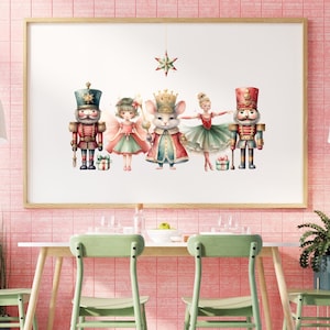 Nutcracker Print Download, Christmas Nursery Wall Prints, Vintage Christmas Watercolor Printable wall art, Kids Xmas, Nutcracker Wall Art