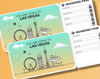 EDITABLE Las Vegas Surprise Gift Ticket, Canva Template Boarding Pass, Printable Boarding Pass, Vacation Ticket, Las Vegas Ticket