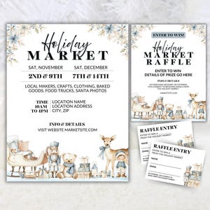 Editable Christmas Market Flyer, Holiday Market Flyer Printable, Craft Market Sign, Enter to Win Raffle Sign, Church Flyer, Community Flyer