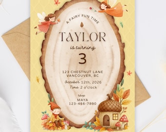 Fairy Birthday Invitation Template, Whimsical Woodland Fairy Party Invite, Editable Canva Invitation, Magical Forest Birthday, Girl's 3rd