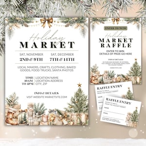 Editable Christmas Market Flyer, Holiday Market Flyer Printable, Craft Market Sign, Enter to Win Raffle Sign, Church Flyer, Community Flyer