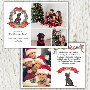 Modèle de carte de Noël Black Lab, décoration de Noël Black Lab, Noël labrador chocolat, carte photo pour les fêtes, Noël des amoureux des chiens