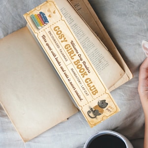 Gemütliches Mädchen-Buchclub-Lesezeichen, Buchliebhaber-Lesezeichen, Buchclub-Lesezeichen, Herbst-Lesezeichen, gemütlicher Mädchenclub, gemütliche Vibes, Ticket-Lesezeichen