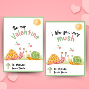 Carte de Saint-Valentin MODIFIABLE escargot, Saint-Valentin champignon, imprimable Saint-Valentin pour enfants, Saint-Valentin drôle, escargot aquarelle, dessin escargot