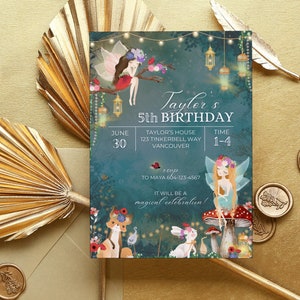 EDITABLE Woodland Fairy Birthday Invitation, Enchanted Forest Birthday Invite, Girls Magical Party, Rustic Woodland Fairy Invite, Canva Edit